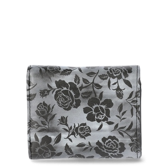 No Boundaries Faux Leather Double Flap Wallet, Black Rose, Women’s, Floral Style - Picture 2 of 4